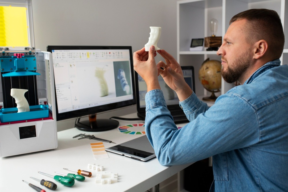 man looking at an object