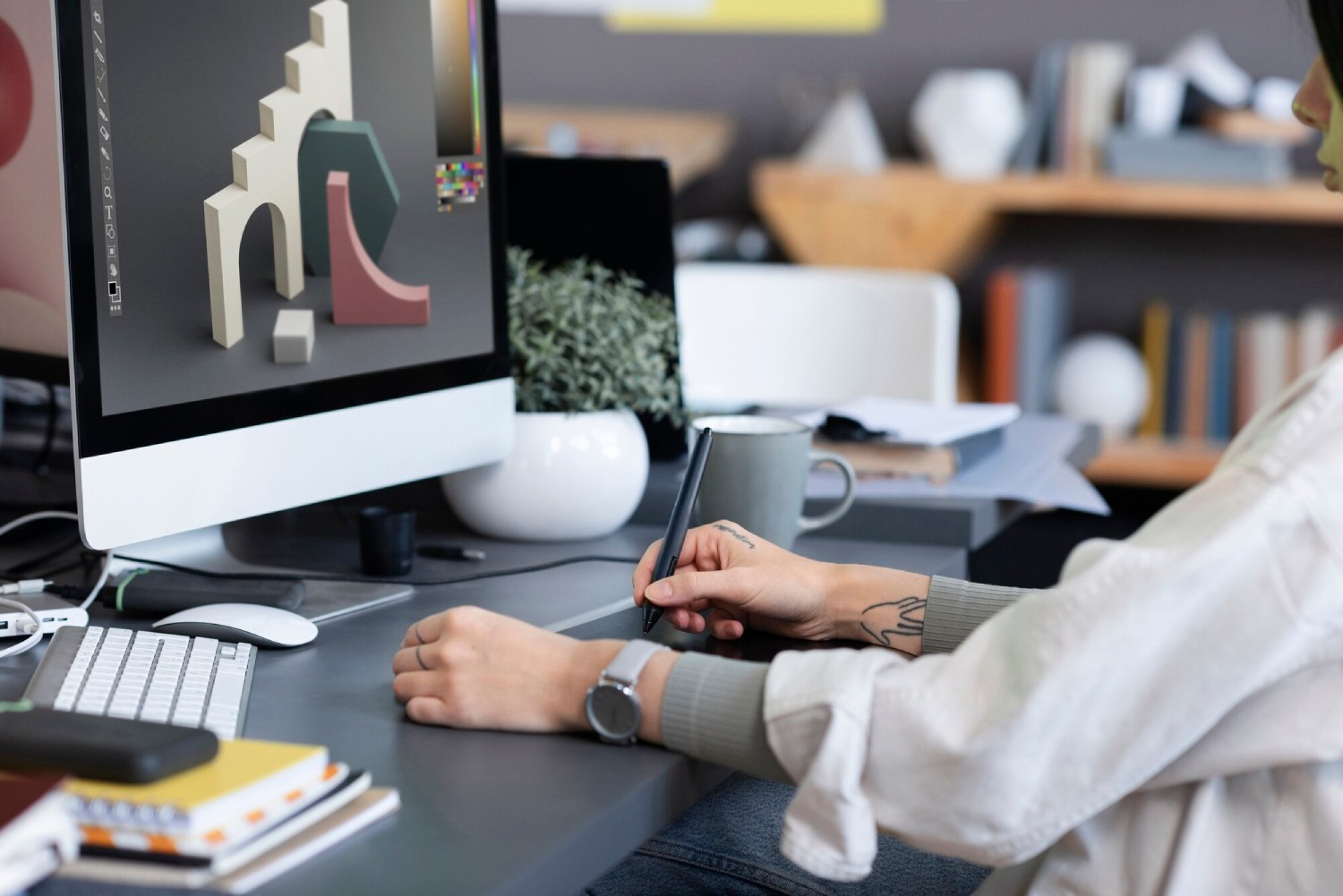 woman looking at the laptop
